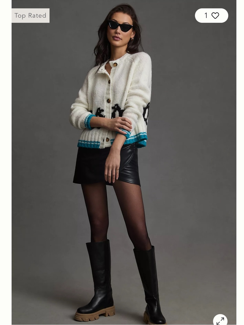 Anthropologie Maeve Penguin Cardigan Wool Blend Sweater, Medium - Picture 3 of 8